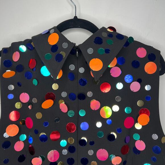 Rixo Black Metallic Confetti Candice Mini Dress Size XL/US 12 - Picture 6 of 11